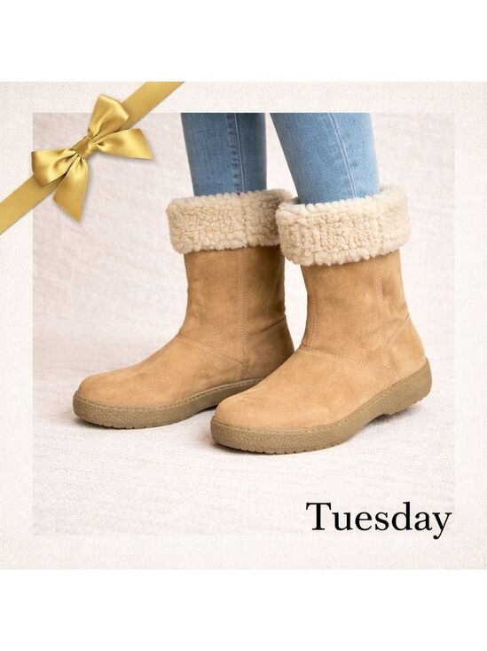 Tuesday Shoes - Tuesday Shearling Lined Suede Boots 7M